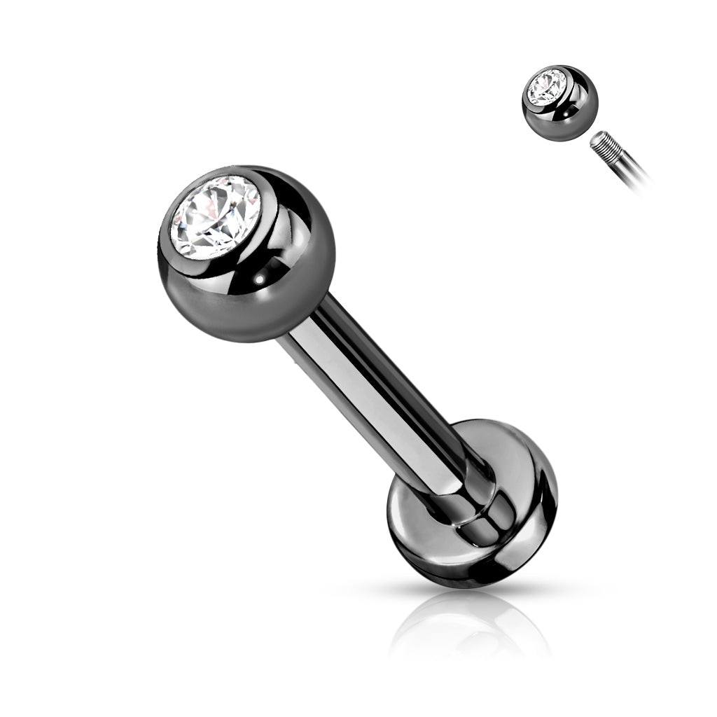 Implant Grade Titanium Externally Threaded PVD Plated Labret With Press Fit CZ Top